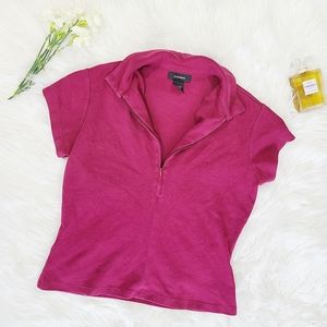 Express Maroon Zip-Up Polo Shirt